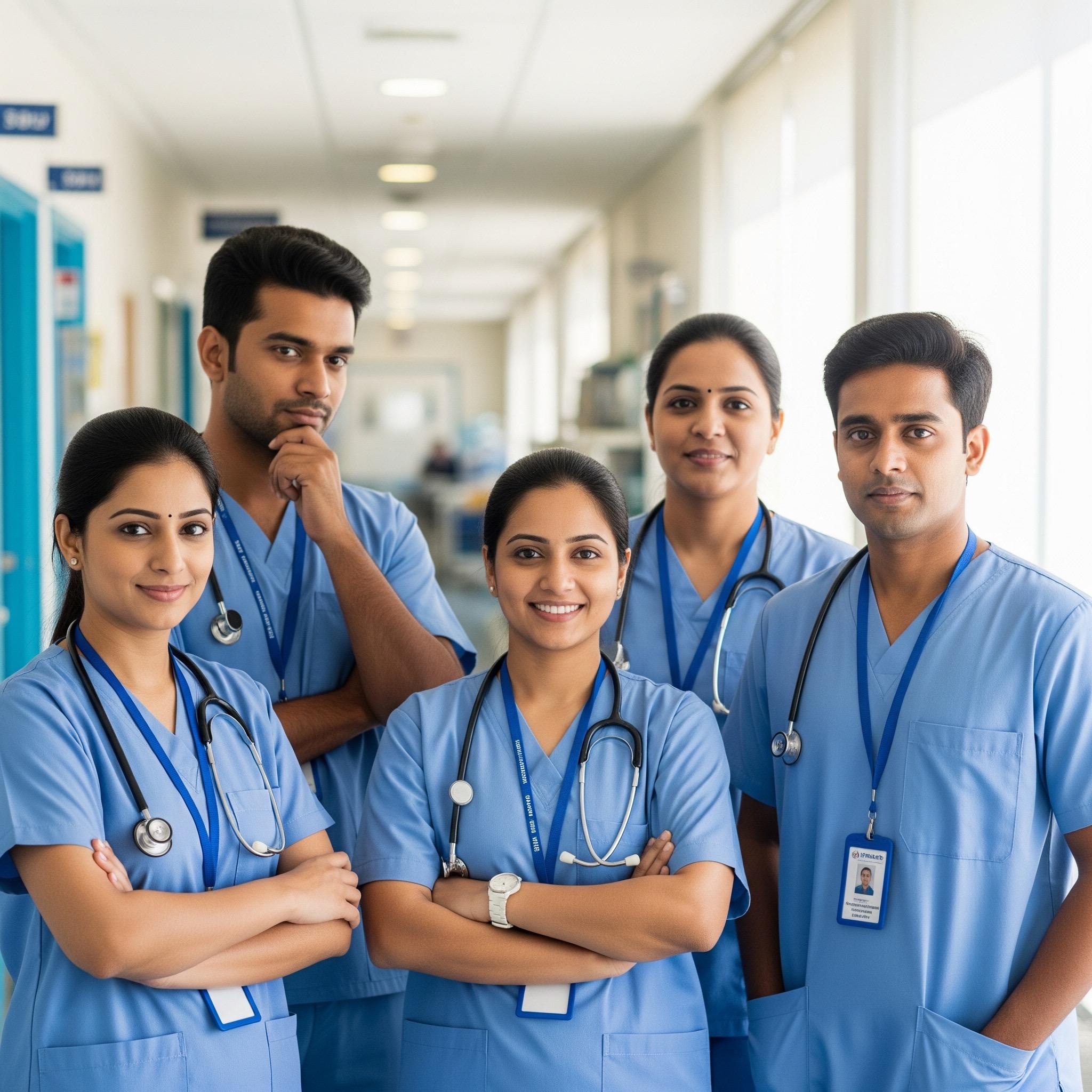 Hospital scrubs — light blue
