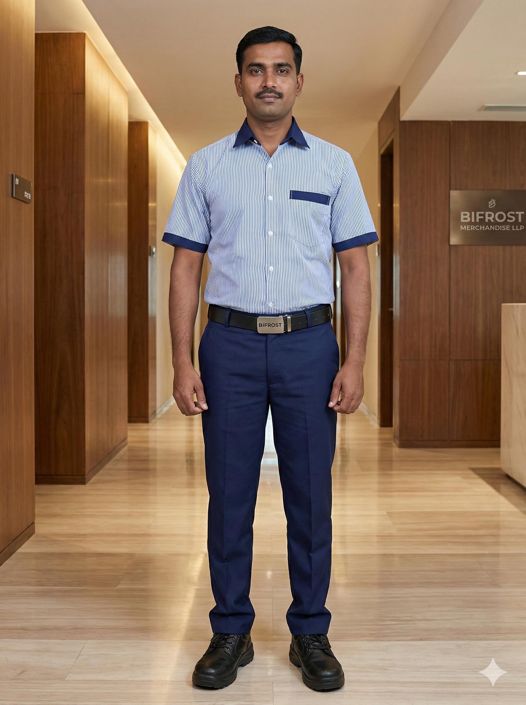 Housekeeping uniform — striped shirt
