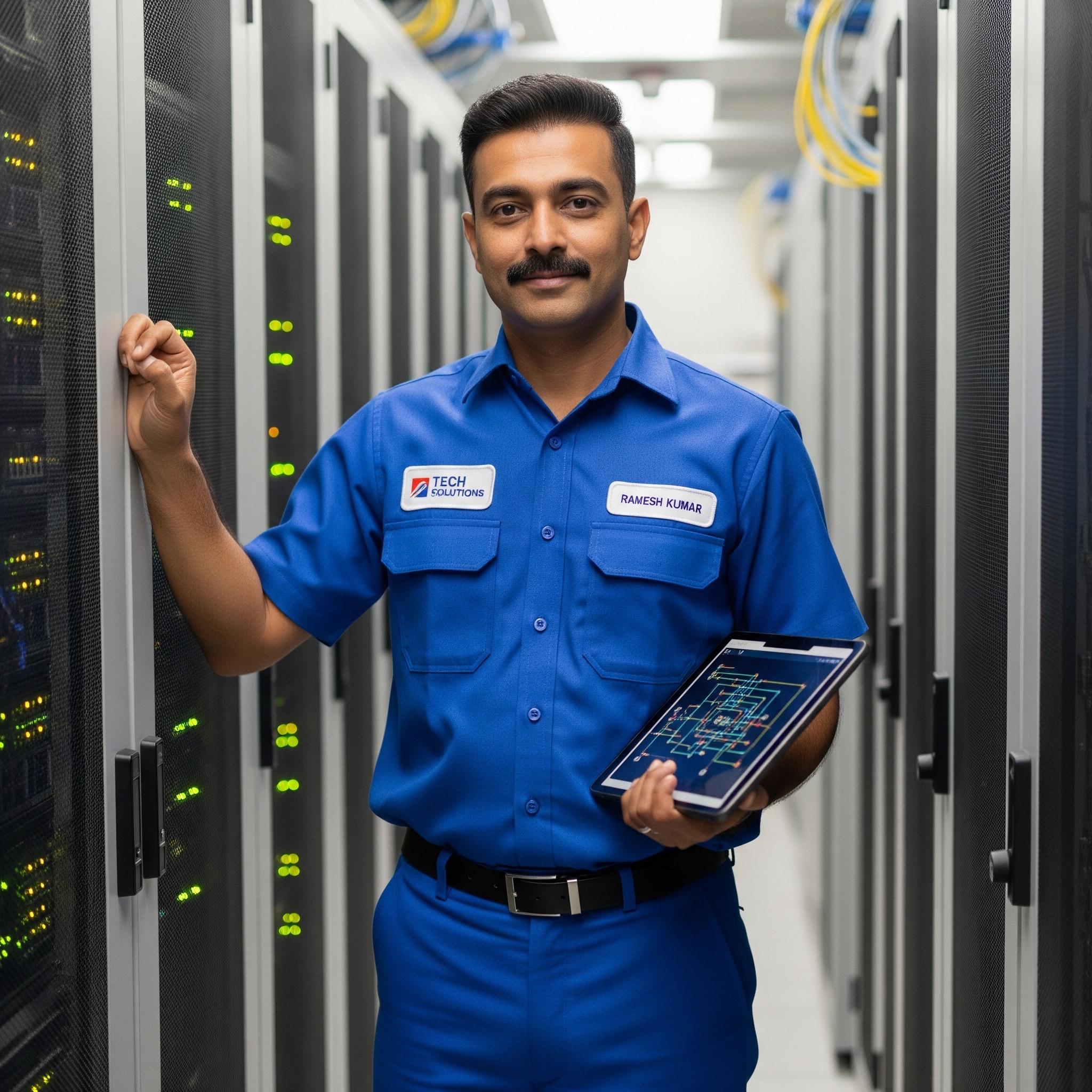 Technician in server room